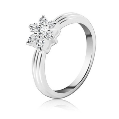 Inel argint - floare din zircon, model proeminent - Marime inel: 62 foto