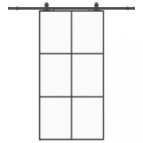 Usa glisanta cu set de feronerie neagra 102x205 cm Sticla ESG