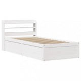 Cumpara ieftin Cadru de pat cu tablie, alb, 90x200 cm, lemn masiv de pin
