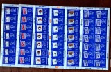 ROMANIA 2004-CONGRESUL UPU IN FILATELIE-6 COLI MICI DE 14 TIMBRE, Nestampilat