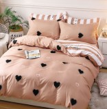 Cumpara ieftin Lenjerie De Pat Ozil Xc056, Bumbac, 4 Piese, Cu Elastic, Crem, Portocaliu