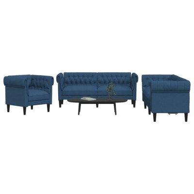 vidaXL Set canapele, 3 piese, albastru, material textil foto