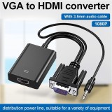 Adaptor, Convertor VGA la HDMI si Audio, Full HD 1080P/60Hz, Negru
