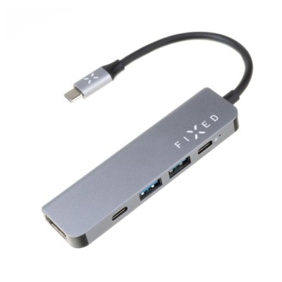 Hub 2 x USB, Type-C, HDMI, Full HD, 5 Gbit/s, 100W - Fixed (FIXHU-MN-GR) - Grey foto