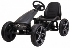Kart Mercedes cu pedale pentru copii, roti cauciuc Eva, negru foto