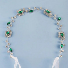 Coronita Mireasa cu Cristale Verde Smarald