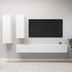 vidaXL Set dulapuri TV, 4 piese, alb, lemn prelucrat 3078733