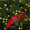 Ornament de Crăciun - pasăre cu sclipici - cu clemă - roșie - 2 buc/pachet, Oem