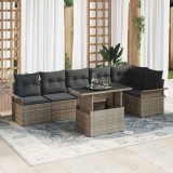 Cumpara ieftin Set de canapele pentru grădină cu pernă 7 pcs Gri Rattan poli