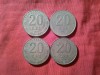 4 Monede Romania 20 lei 1991 ,1992,1993 , 1995 ,bronz , cal. F.Buna