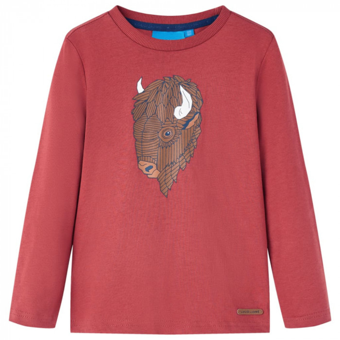 Tricou pentru copii cu m&acirc;neci lungi, roșu ars, 128