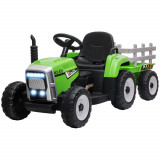 Cumpara ieftin HOMCOM Tractor Electric cu Remorca Detasabila, Baterii de 12V, cu Telecomanda, Muzica si Claxon pentru copii de 3-6 ani, Verde | Aosom RO