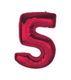 Balon folie sub forma de cifra, rosu, 92 cm-Tip Cifra 5