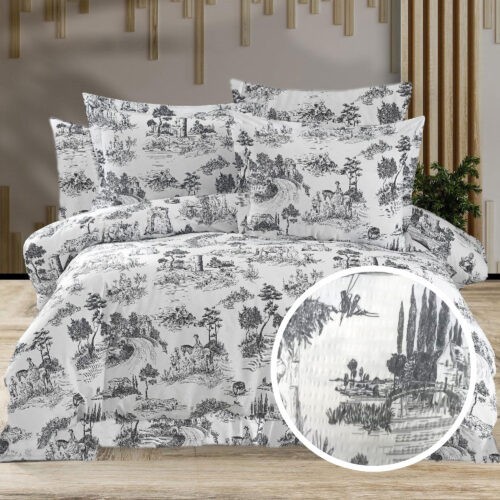 Lenjerie de pat creponata 100% bumbac (crep20) cu husa