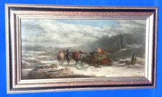 tablou WILIAH JAMES MULLER (1812 - 1845 ) _ peisaj hibernal iarna _ pictura arta