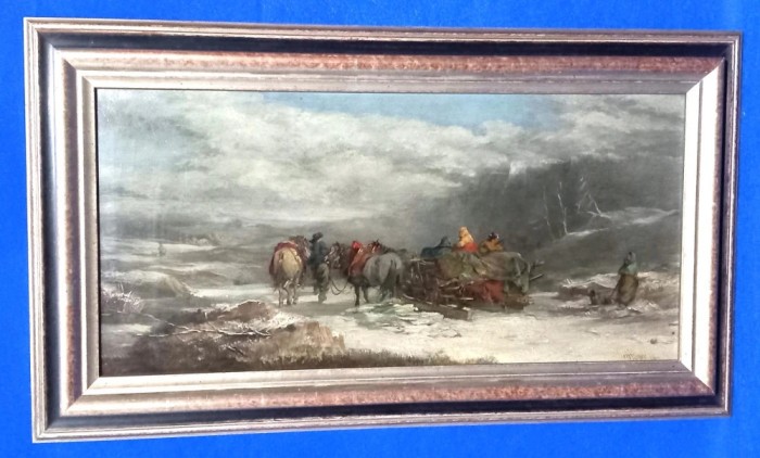 tablou WILIAH JAMES MULLER (1812 - 1845 ) _ peisaj hibernal iarna _ pictura arta