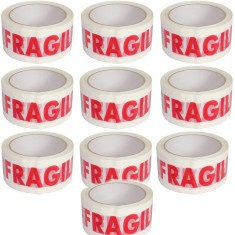 Set 10 Banda adeziva personalizata, inscriptia fragil, 50 mm x 70 m