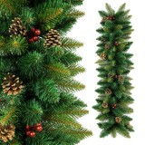 Cumpara ieftin Ghirlanda de Craciun 1m din Crengute de Brad Artificial cu Conuri Naturale si Fructe Holly, Lungime 100cm, Diametru Bogat 35cm