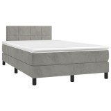 Cumpara ieftin Pat box spring cu saltea, gri deschis, 120x190 cm, catifea