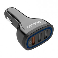 Dudao R7S Încărcător auto 3x USB, QC 3.0, 18W (negru)