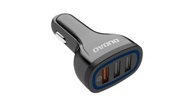 Dudao R7S &amp;Icirc;ncărcător auto 3x USB, QC 3.0, 18W (negru) foto