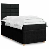 Gossi pat box spring cu saltea, negru, 90x190 cm, textil