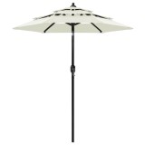 vidaXL Umbrelă de grădină cu 3 niveluri, st&acirc;lp aluminiu, nisipiu, 2 m