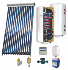 Sistem solar presurizat , panou Sunsystem VTC 15, boiler cu 2 serpentine si rezistenta electrica Sunsystem 120 litri, pompa 25-60, controller, vas exp foto