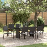 VidaXL Set de masă pentru grădină 9 pcs Negru 190 x 80 x 75 cm