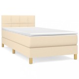 Cumpara ieftin Pat box spring cu saltea, crem, 80x200 cm, textil