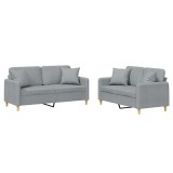Cumpara ieftin Set de canapele cu perne, 2 piese, gri deschis, material textil