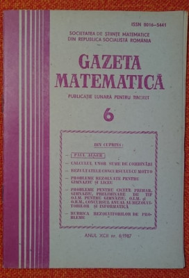 Gazeta matematica nr 6 din 1987 foto