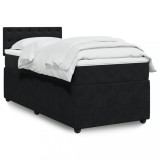 Gossi pat box spring cu saltea, negru, 100x200 cm, catifea