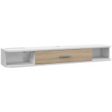 HOMCOM，Suport TV，Cu 2 Rafturi Deschise și Dulap cu Ușă Rabatabilă，MDF，120cm x 26cm x 16cm，Alb, gri | Aosom Romania