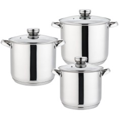 Set oale 6 piese Grunberg, 4.3 l/ 5.5l/ 7 l compatibile cu plita cu inductie, capace din sticla