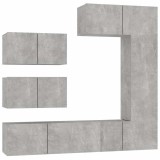 Cumpara ieftin Set dulap TV, 6 piese, gri beton, lemn prelucrat