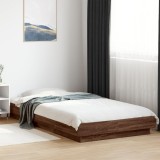 VidaXL Cadru de pat cu lumini LED stejar maro 100x200cm lemn prelucrat