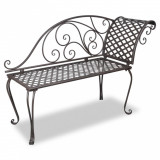 Cumpara ieftin Bancă șezlong de grădină, maro &icirc;nvechit, 128 cm, oțel