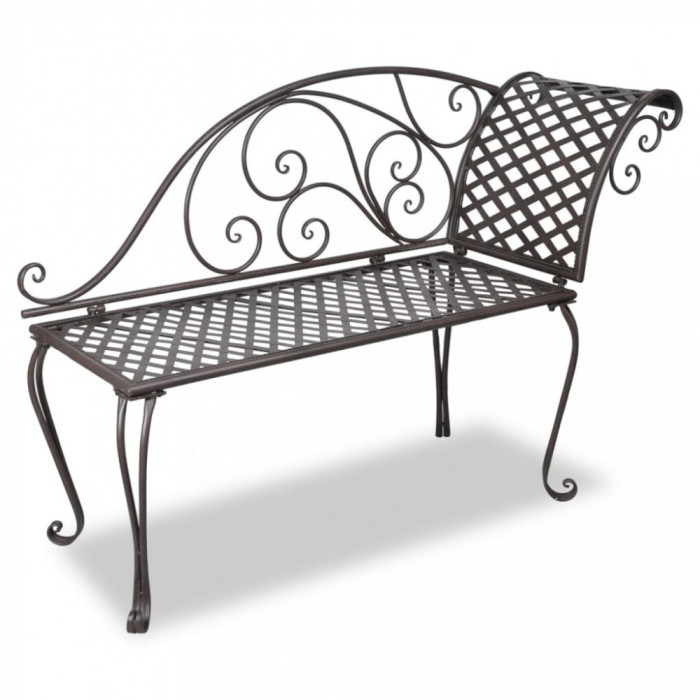 Gossi banca sezlong de gradina, maro invechit, 128 cm, otel