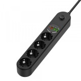 Prelungitor ColorWay, 3 x USB-A - 1 x USB-C - 4 x Schuko, Negru