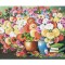 Tablou clasic pictat manual, Aranjament cu flori multicolore si carti, 100x60cm ulei pe panza, Constantin Feraru