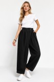 Women's Black Linen Blend Loose Fit Shalwar Trousers