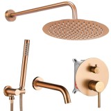 Set de duș incastrat Rea Lungo Copper Brush Auriu cu BOX