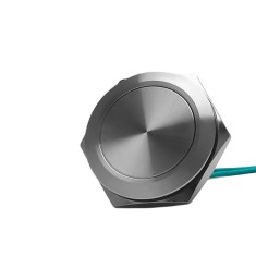 Buton Push Metalic, 12-24V DC, 19mm, fara Retinere, conector 2 fire 20cm