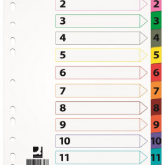 Index Carton Alb Mylar Numeric 1-12, Margine Pp Color, A4, 170g/mp, Q-connect