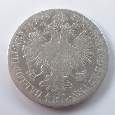 Austria 1 florin 1860 A /Viena argint Franz Joseph l foto