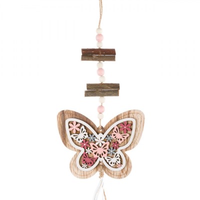 Decorațiune Suspendabilă, Model Fluture, Lemn, Multicolor, 13x10cm, Lungime Totală 45cm foto