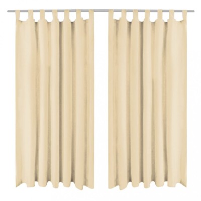 Draperii micro-satin cu bride, 2 buc, 140 x 245 cm, bej foto