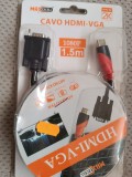 Cablu VGA la HDMI ultra HD rezolutie 2k, ptr semnal, nou la cutie