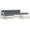 Set mobilier relaxare gradina&amp;perne 6 piese alb lemn masiv pin